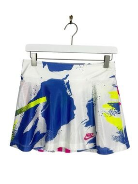 Nike Dri-Fit Challenge Court Tennis Mini Skort Size Small White Multicolor